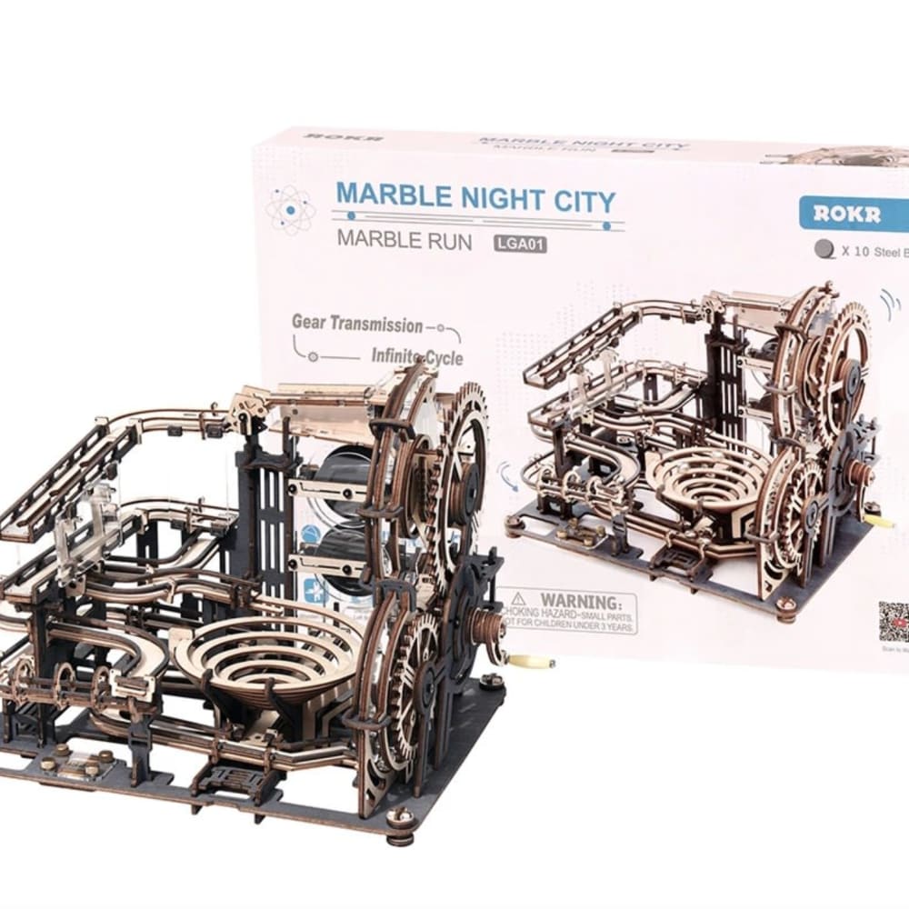 ROKR Marble Night City 3D Wooden Puzzle Waterwheel Model 